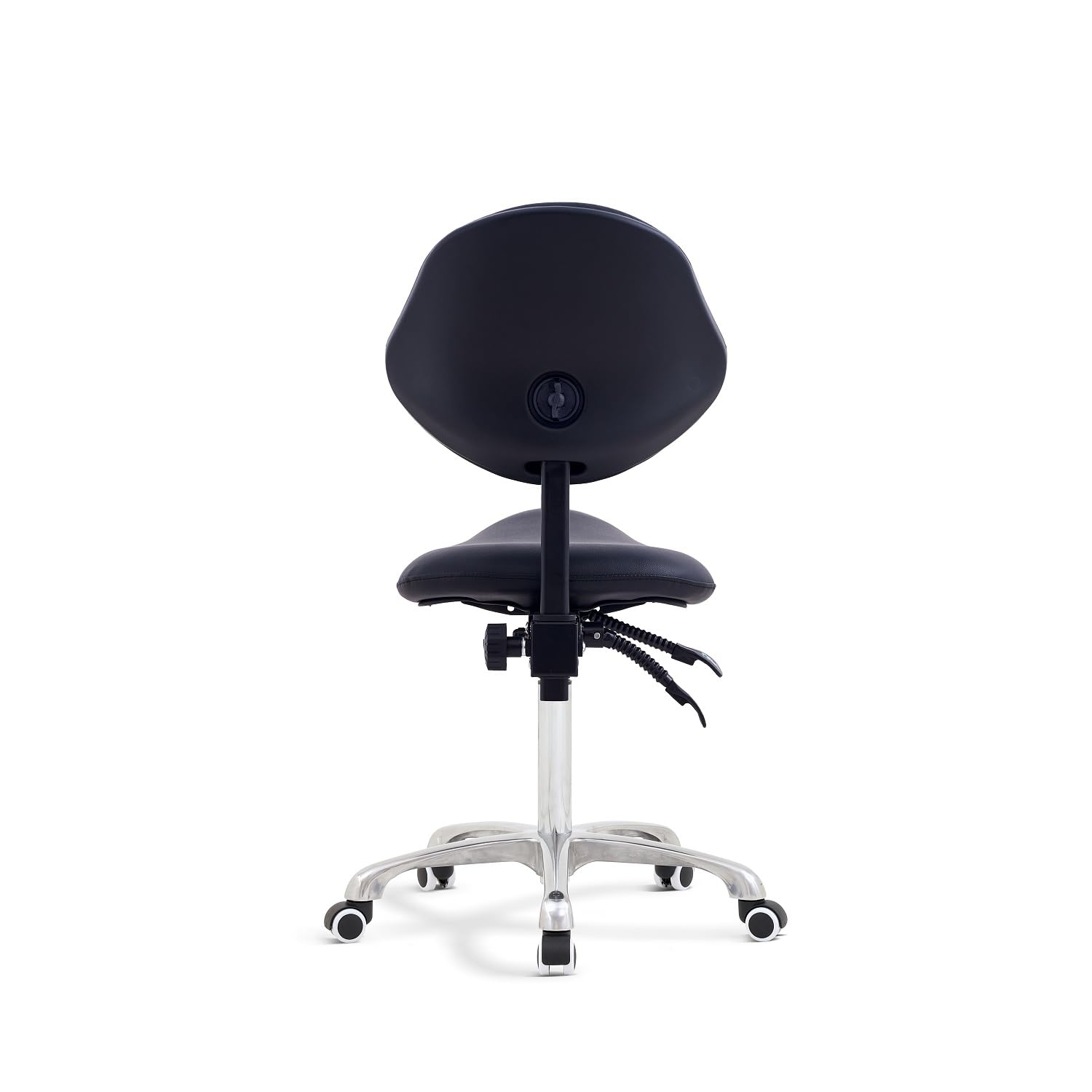 Tabouret Ergonomique À Roulettes Avec Dossier-Selle De Cheval Anti Mal De Dos-Haute Qualité-Roulettes Silicone Silencieuse-Vérin Gaz Classe 3-Hauteur Réglable 55-75Cm Professionnel