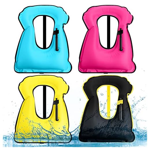 Jerify 4 Pcs Inflatable Snorkel Vest Adults, Portable Swim Vest Jackets, Adjustable Kayaking Jackets Safety Vests for Snorkeling Swimming Diving Surfing