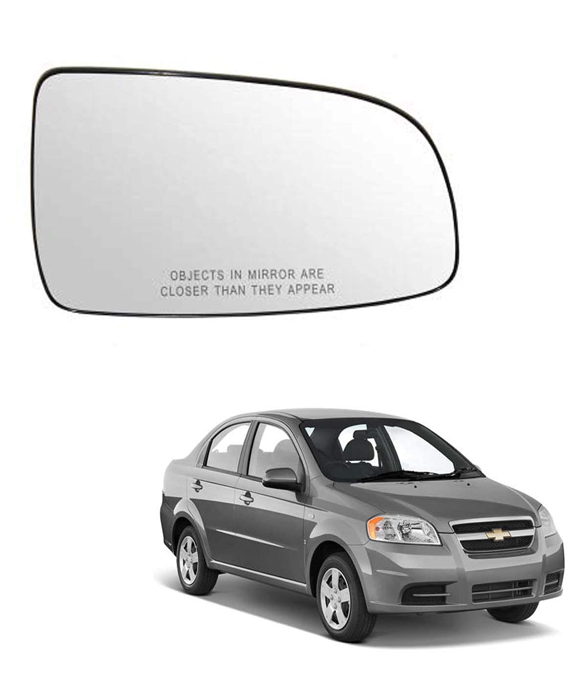 Auto Spare World Plastic Right Side/Driver Side Sub Mirror Plate Compatible with Chevrolet Aveo 2006-2012