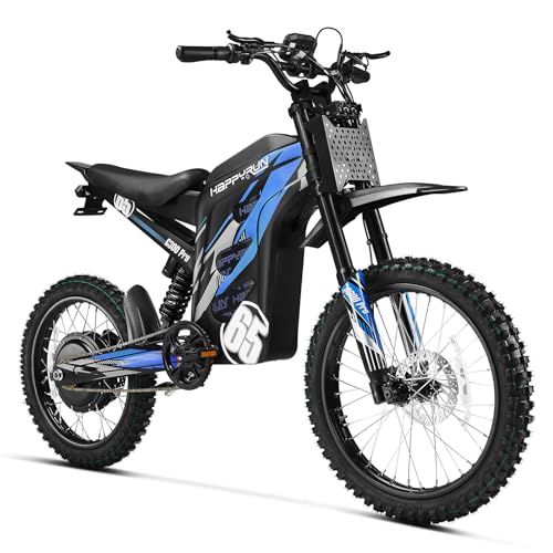 Image of HAPPYRUN G300 Pro Electric Dirt Bike for Adults, 72V 30Ah Battery, 6500W Motor, 50 MPH Speed, 70 Mile Range, 350 Lbs Load Capacity, Hydraulic Brakes (Black)