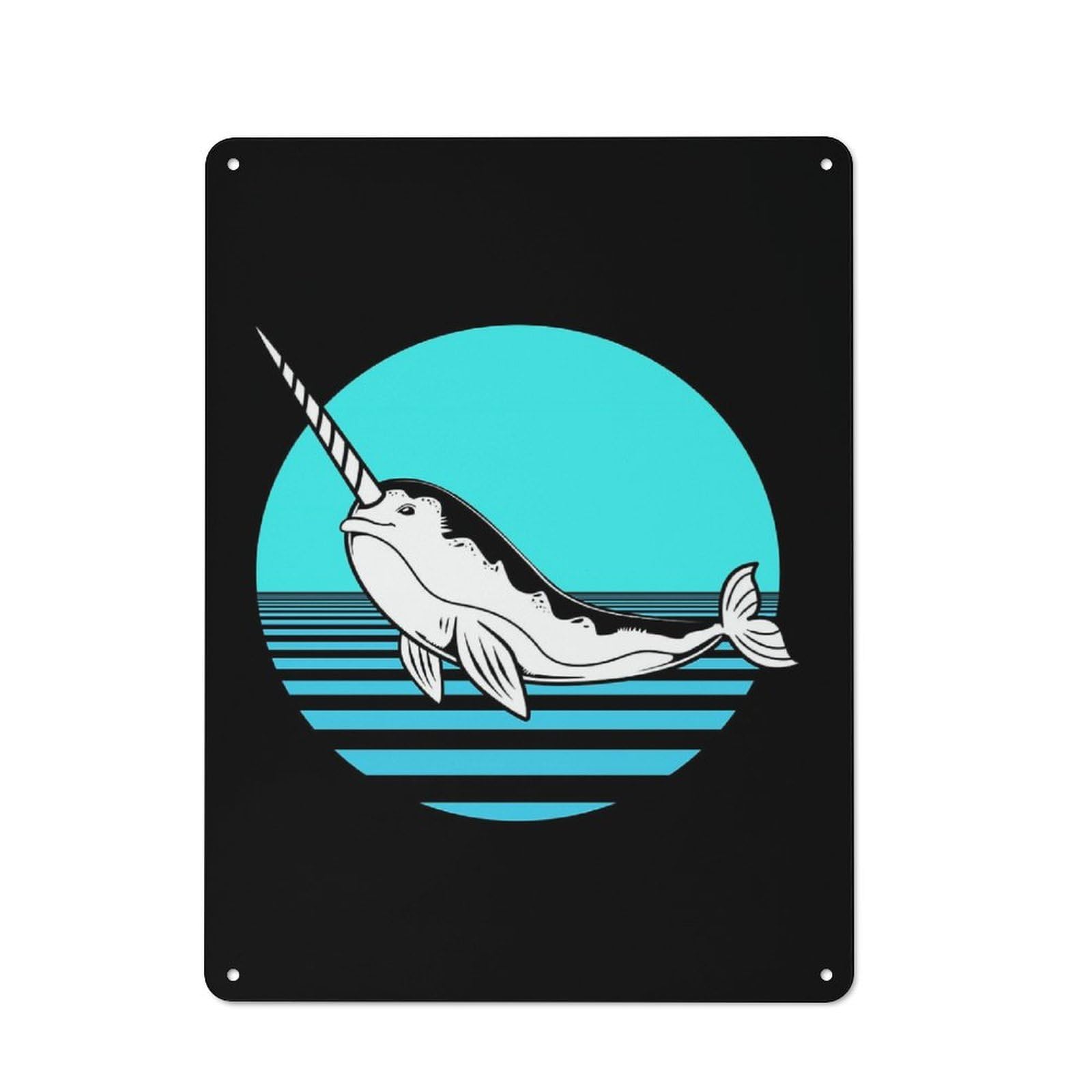 Junmoney Retro Narwhal Tin Sign With Design 40X30cm, Garage Style Garage Wall Decor For Garage, Hobby Room, Office Or Man Cave