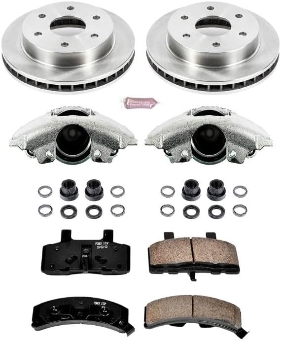 PowerStop Front Brake Kit For Cadillac Escalade 1999-00 |Chevrolet Blazer 1992-94 |K1500 1988-99 |K1500 Suburban 1992-99 - Ceramic Brake Pads + Stock Rotors Replacement + Calipers, KCOE1970