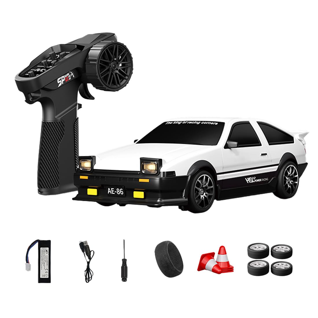 NULA 1:24 RC Drift Car, D24 RTR Full Proportional 4WD High Speed Remote Control Car with Gyro, Dual Drift Racing Tires, LED Light Effects for Adults- (Q5 Pearl White / D24-04)