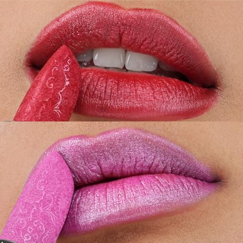Anglicolor Glitter Metallic Nude Pink Lipstick,High Impact Lipcolor,Lightweight Hydrating Formula Smooth and Non-Sticky,Lipstick For Women,Full-Coverage Lip Makeup(07 PURE ENVY, 4g)