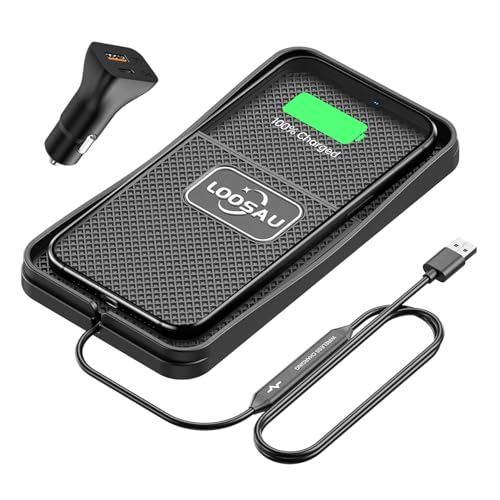 Wireless Car Charger,LOOSAU 15w Fast Charger Car Wireless Chargers Charging pad Non Slip Car Wireless Phone Charger for iPhone 17/16/15/14/13/12 Pro Max, for Samsung S23 S22 S20 Android