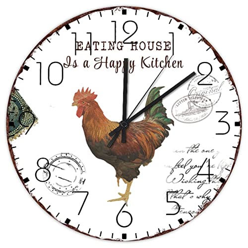 Horloge murale en bois 38 cm ronde et silencieuse pour cuisine style ferme chic - 2