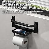 Black Toilet Paper Holder with Assist Bar Toilet Grab Bar Stainless Steel - Image 2