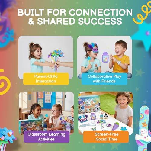 QuTZ Craft Kits for Kids Ages 4-8, 10-in-1 Toddler Craft Box, Build Projects that Glow, Float, Wearable and Playable, No prep and no Clean-up, Art and Crafts Supplies for Kids 4 5 6 7 8 Year Old