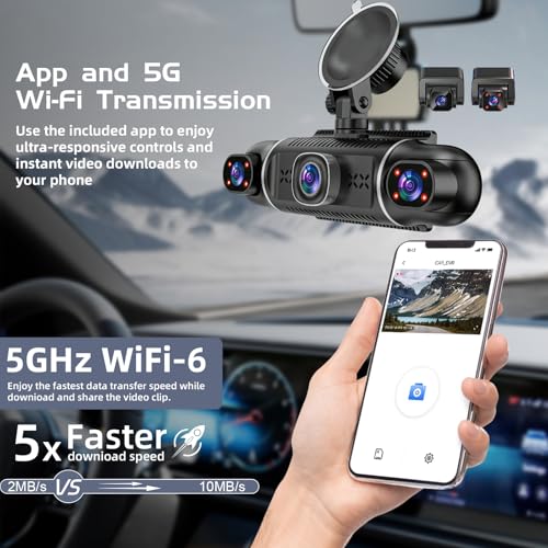 Image of 5Channel Dash Cam,Front and Rear, 360 Dash Camera, 2160P /1080P UHD, Super Night Vision with IR LEDs, Built-in 5G WiFi, G-Sensor, 24-Hour Parking Monitoring, Includes 64GB TF Card, 3Inch Screen