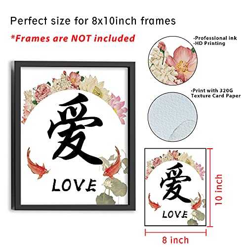 Etiuc 8X10In Chinese Calligraphy Wall Art Decor Prints Set Of 6 Unframed Inspirational Poster Prints - Wisdom, Courage, Peace, Wealth, Love, Health Chinese Character For Livingroom Bedroom Office #TOP1