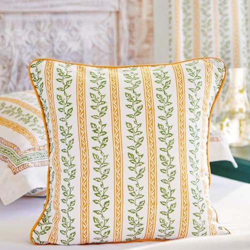 Saffron Marigold Throw Pillow Cover Yellow Cotton Accent Cushion for