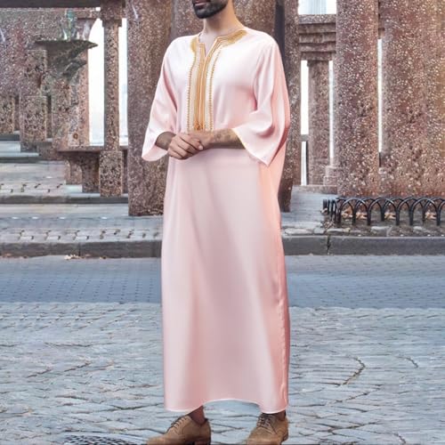 Thobe ramadan abaya de qualité supérieure à col brodé marocain - 2