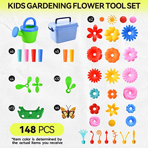 Bellochiddo 148Pcs Flower Garden Building Toys For Girls With Storage Case - Gifts Toys For Girls 3 4 5 6 7 Year Old - Educational Stem Toy And Preschool Garden Play Set For Toddlers #TOP1