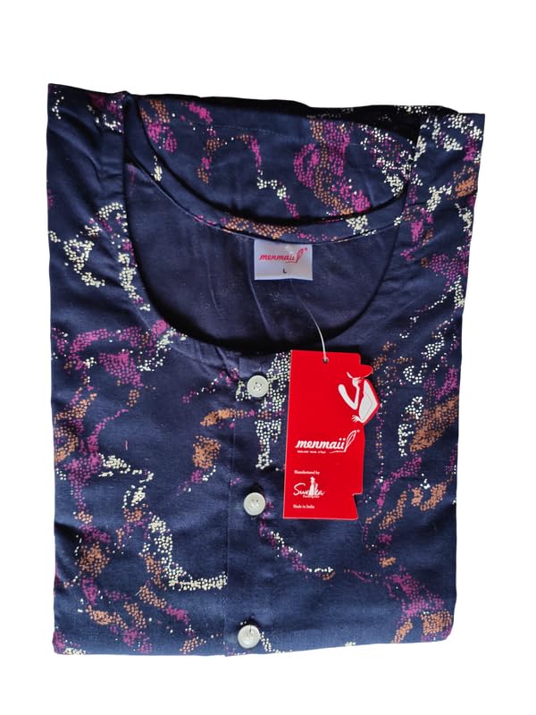 Image of MENMAII Women's [L-4XL] Full Open /Front Buttoned [a Kind of Adaptive Clothing] Multipurpose Nighty for Maternity /Pregnancy /Elderly /Patient /Feeding /Hospital Purpose Nighty Calf Length