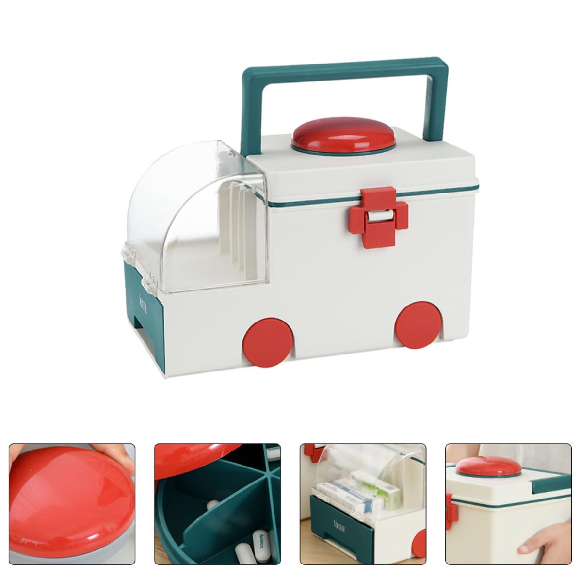 Cabilock Caja Médica de Plástico Asa, Gran Capacidad, Portátil para