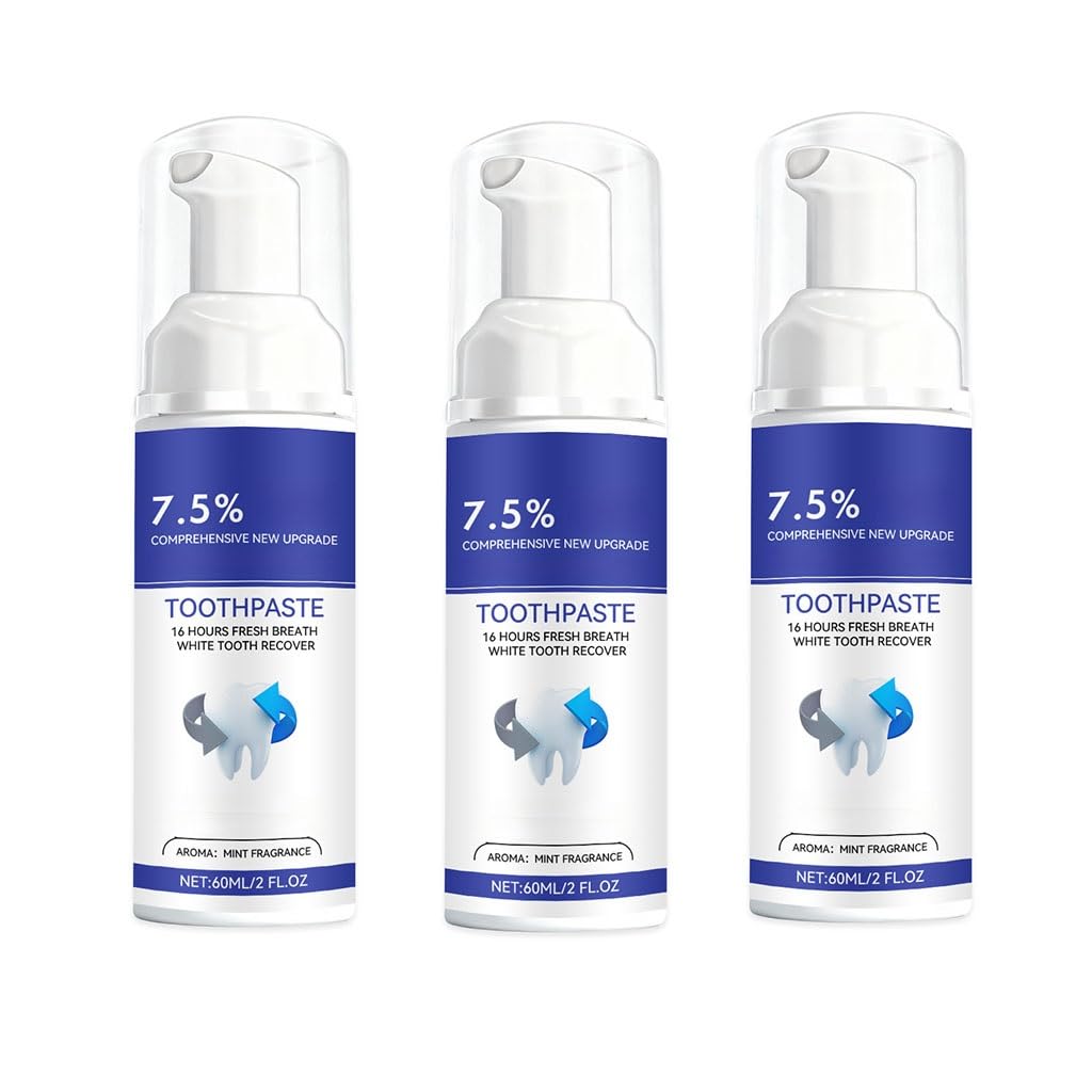 Mousse de dentifrice douce de type presse for une haleine fraîche longue durée, mousse nettoyante facile à presser, soins bucco-dentaires familiaux(3pcs)