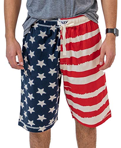 Lazy One Pajama Shorts for Men, Men s Separate Bottoms, Cotton Loungewear, America, Freedom, Flag, USA, Patriotic (Stars and Stripes, X-Small)