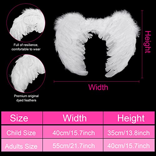 Satinior Angel Costume For Girls Angel Wings And Halo Set 3 Layer Tutu Skirt White Feather Wing (,15.7 X 13.8, 11.8, 15.8-35.4 Inch) #TOP1