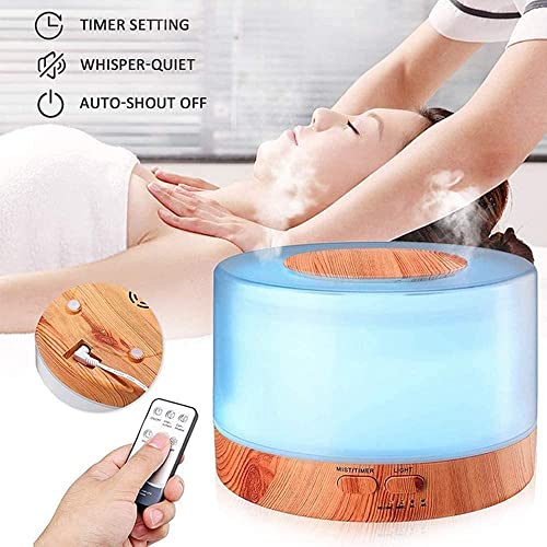 Difusor De Aromas, Umidificador De Ar Ultra-Sônico 500Ml, Difusor De Óleo Essencial, Abajur Led, Lâm