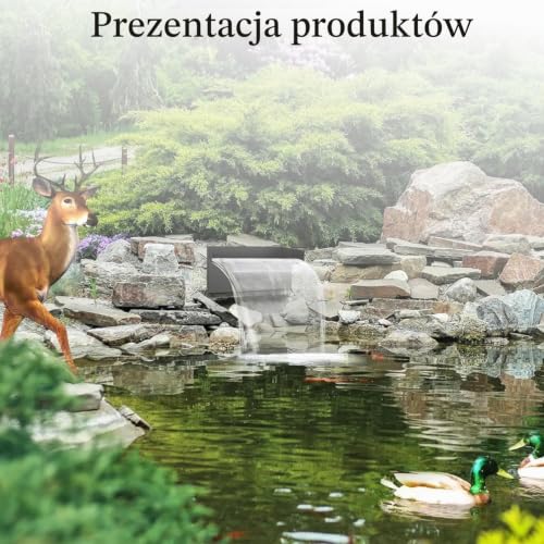 Wodospad staw przelewowy fontanna do stawu funkcja wodna, wodospad do stawu, zestaw ogrodowy 48 W, 3000 l/h, 30 cm, zestaw wodospadu ze stali nierdzewnej, do dekoracji ogrodów, tarasów i stawów (bez
