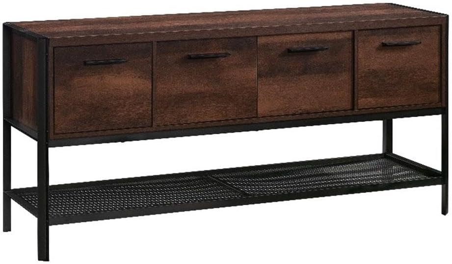 Sauder Carell Furniture Engineered Wood and Metal Office Credenza in Barrel Oak