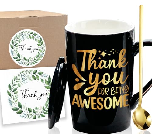 Clvjq Thank You Gifts For Women - Employee Teacher Coworkers Appreciation Gifts - Inspirational Birthday Christmas Gifts For Families Friends - Thank You For Being Awesome Coffee Mug 14Oz cover