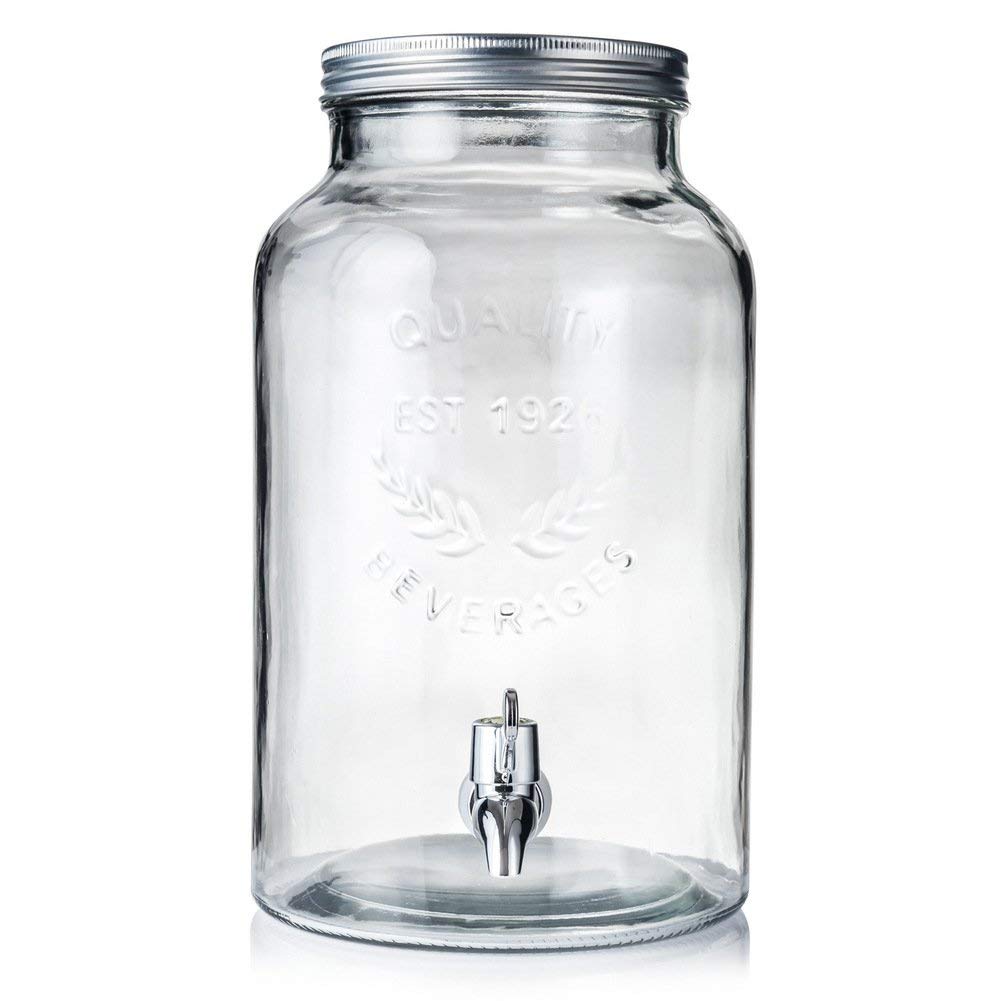 ORION GROUP Drankdispenser, 5,5 liter, tapkraan, fles met tapkraan, glazen, drinkglazen, cocktails, drinken, retro