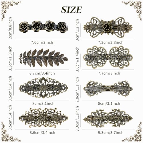 inSowni 8 Piezas Pinzas para el Cabello en Metal Bronce Vintage con Diseño de Hojas y Flores miniatura 2