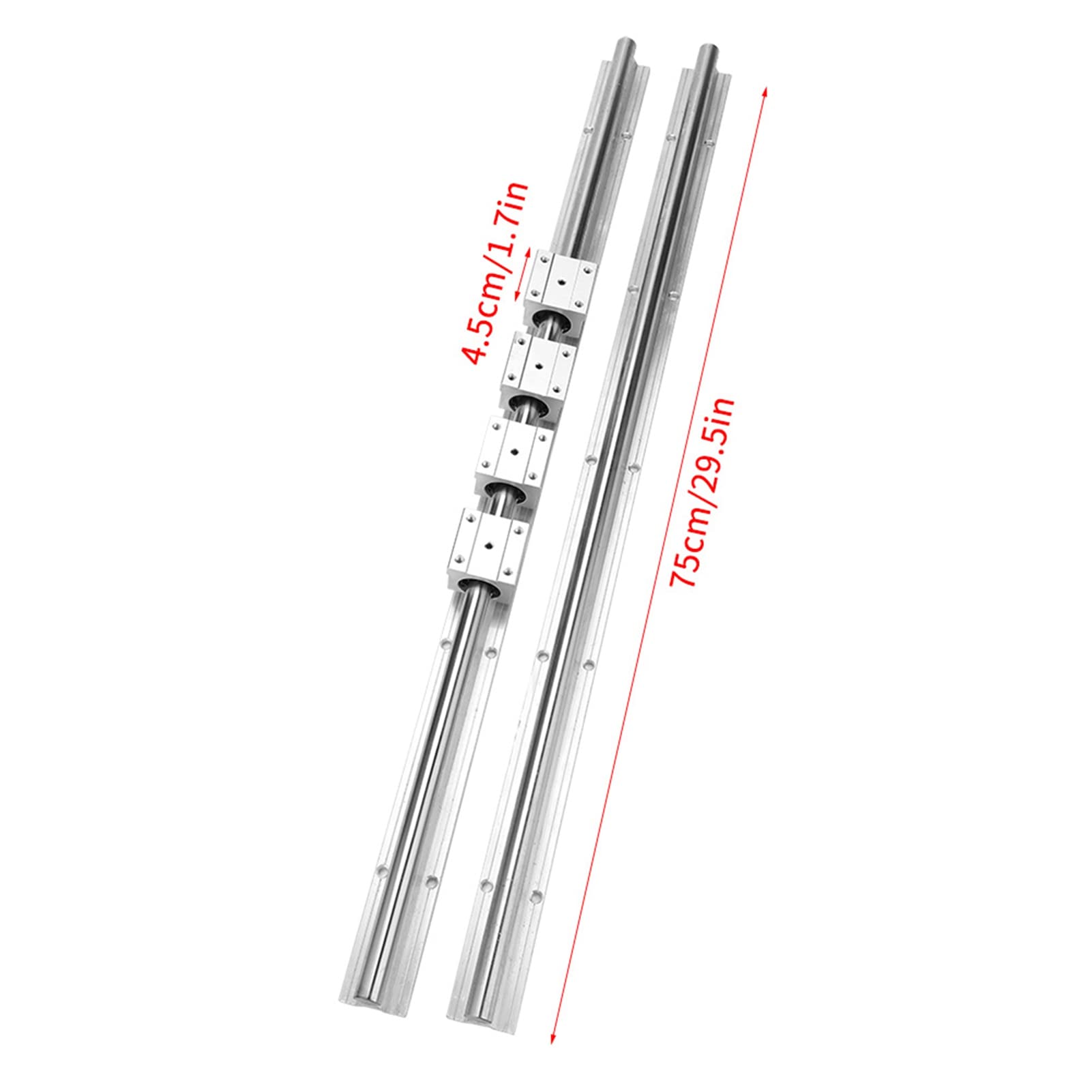 2 PCS SBR16-750mm Riel de Eje Deslizante Lineal, Riel de Eje de Movimiento Lineal con 4 Rodamientos SBR16UU