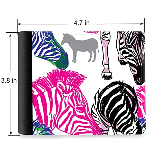 (Colorful Zebra Pattern-1 Front Pocket Slim Bifold Leather Wallet RFID Blocking with ID Window for Men2