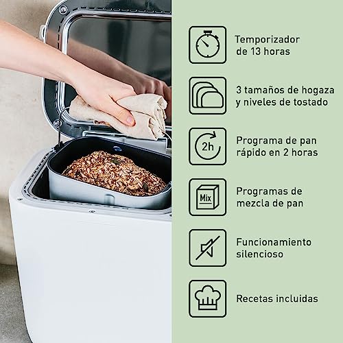 Panasonic SD-B2510WXE Panificadora Automática, 850W, Sensor de Temperatura, Temporizador Digital 13H, 25 Programas, Blanco - imagen 4