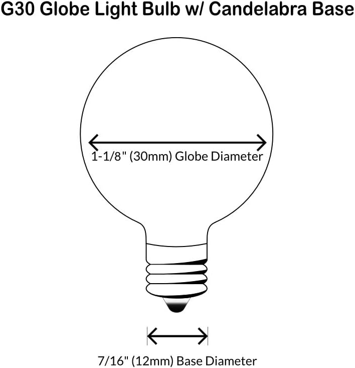 Sival - G30 Replacement Globe Light Bulb, Clear, Candelabra Base (E12), 5 Watts, 25-Pack