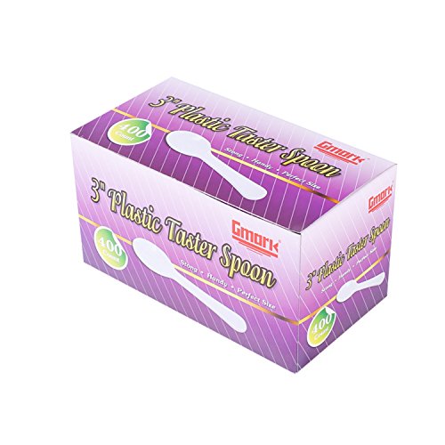 Extra Sturdy Gmark 400pc 3 Taster Plastic Mini Ice Cream Dessert Spoons BPA FREE White 1 Box Set GM1002A
