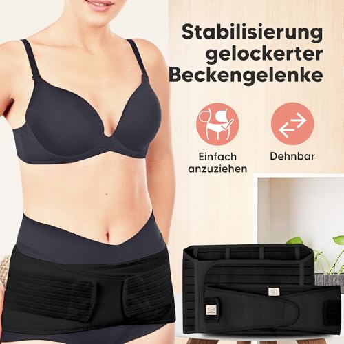 KeaBabies Revive 3 in 1 Postpartum Gürtel für Damen - Bauchgurt nach Geburt Kaiserschnitt, Rückbildungsgürtel nach Geburt, Bauchband nach Geburt, Bauchgurt Schwangerschaft (Midnight Black, XL)