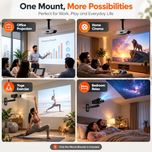 Image of ZORBES Projector Stand Wall and Ceiling Mount 360 Rotation for Home Office