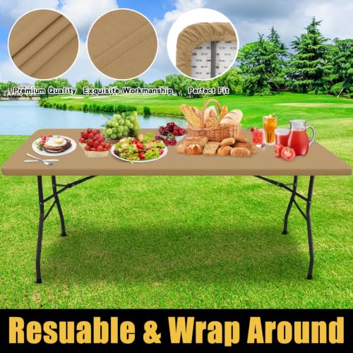 Smiry Elastic Fitted Polyester Tablecloths for 8 Foot Rectangle Tables by Smiry - Used condition - Image 5
