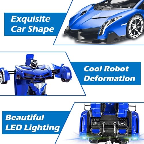 Image of Amitasha Transform Remote Control Car 2-in-1 Convertible Robot Car - One Click Deformation RC Car for Kids Boys with Rechargeable Battery Birthday Gift