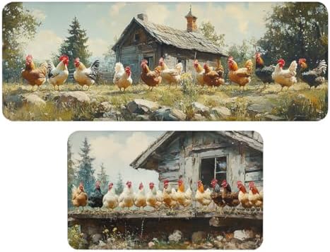 Behg Designs Chicken Rug Amazon.com: WTTPYDL Chicken Kitchen Rug Set of 2, Country Farmhouse ...