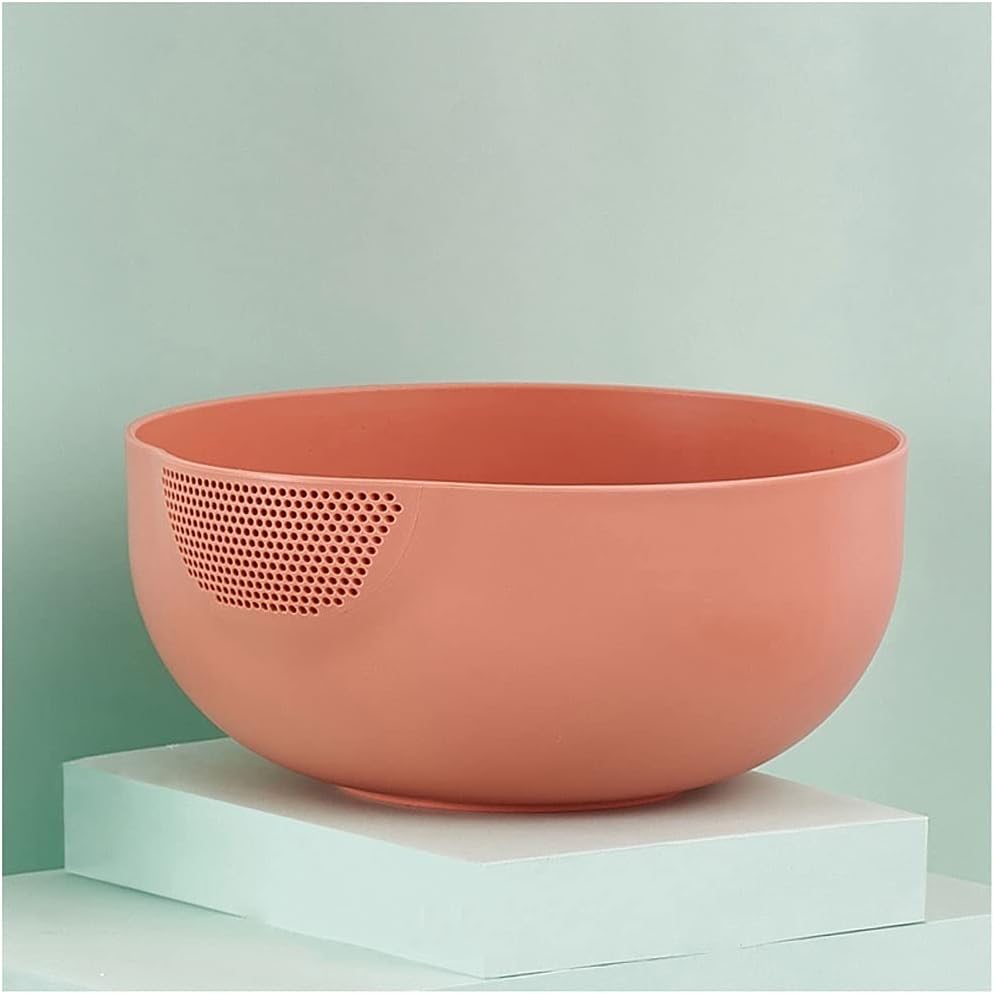 Plastic Rice Washing Bowl Household Multifunctional Fruit Wash Colander Sieve Vegetable Drain Basket Round Filter(A)