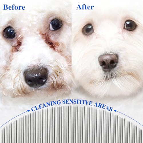 2 Pack Professional Eye Comb For Pets,Stainless Steel Tear Stain Remover,Flea Lice Comb,For Cats & Dogs,Gentle Round-Head Grooming Tool,Precisely Removes Stains, Dirt And Debris From The Eye Area - Image 5