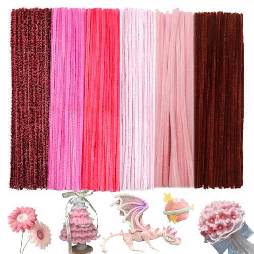300 Stk Pfeifenputzer Bunt zum Basteln 6 Verschiedene Grün Pfeifenreiniger Biegeplüsch Basteldraht 30cm Chenilledraht Pfeiffendraht Pipe Cleaner für Kreative DIY Projekte und Basteldeko