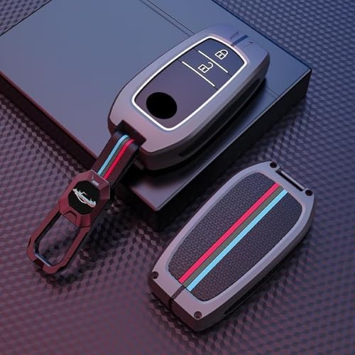 BKN Premium Metal Soft Car Key Shell with Keychain & Full Protection 2 Button Key Cover for Toyota Innova Crysta| Hycross Land Cruiser| Hilux| Toyota Hycross Innova Smart Key