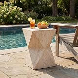 Christopher Knight Home Buncha 17.75' H Lightweight Concrete Outdoor Side Table, Patio End Table and Hourglass Design, MGO Outdoor Coffee Table, No Assembly Garden Plant Stand Indoor, Beige + Yellow