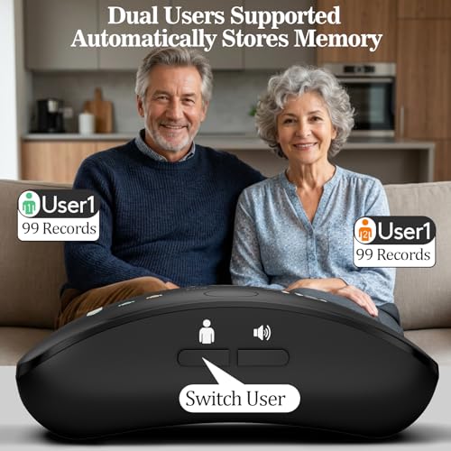 Image of Wrist Blood Pressure Monitor for Home Use - Dual User Memory 99x2, Adjustable Cuff (5.3-9.3 inch), Voice Broadcast & Portable Case, Large LED Display with Color-Coded Backlight(Black)