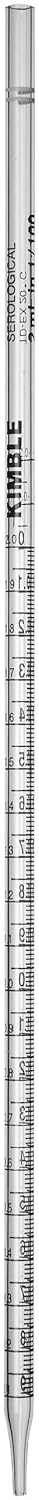 Kimble 72120-21100 Borosilicate Glass Straight 2mL Disposable Serological Pipette (Case of 500)