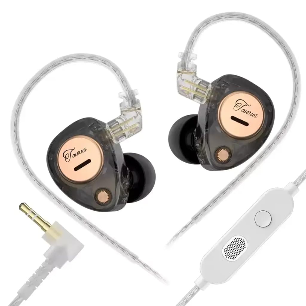 KZ Taurus in-Ear Monitor Wired IEM with Mic, Dual 8mm Dynamic Drivers, Silver-Plated Detachable Cable, 2-Pin Detachable Design, Studio-Grade Hi-Fi Sound for Music, Gaming & Calls (Mic, Black)-image-11