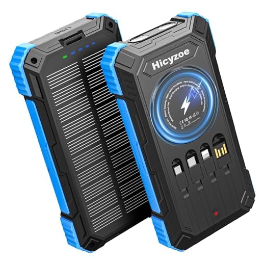 26800 mAh Solar Powerbank mit Kabeln