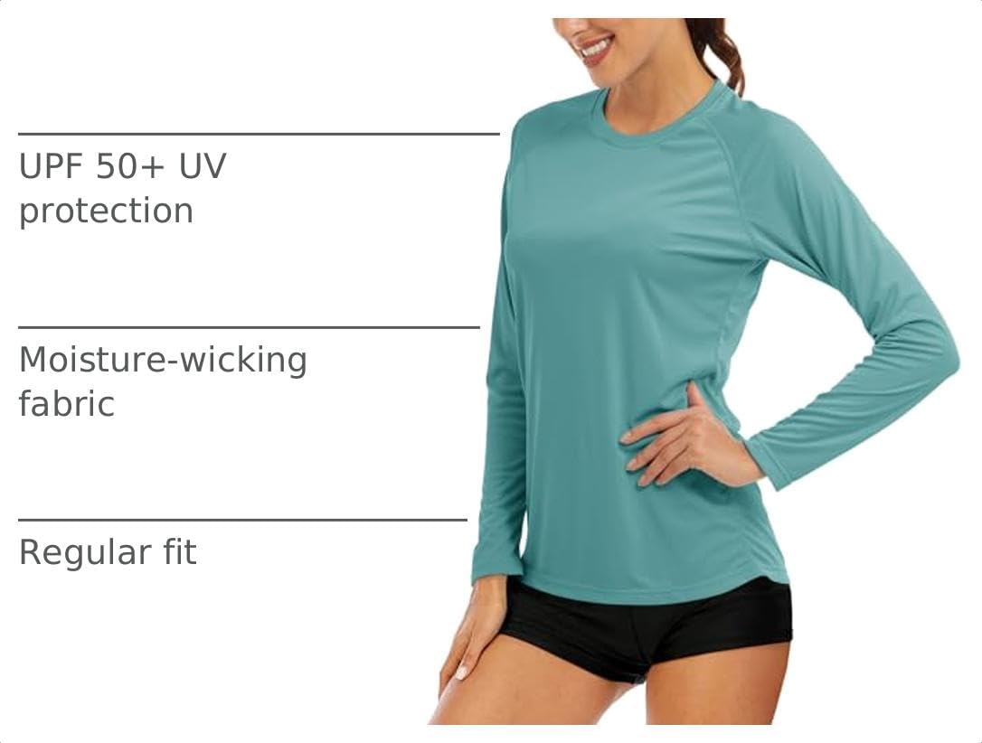  Women's Long Sleeve Shirts UPF 50+ Sun Protection Shirts for Hiking Fishing Workout Rash Guard thumbnail