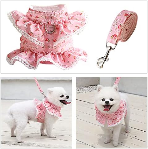 Dog Harness and Leash Set Puppy Strap Harness Small Dog Chest Strap for Small Medium Dogs S Pink