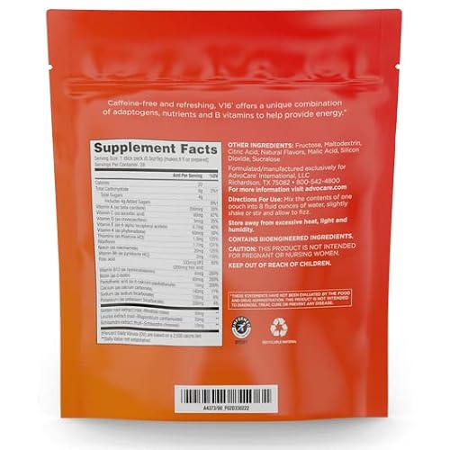Advocare - V16 Vitamin And Herbal Supplement - Caffeine-Free Source Of Energy - Orange Flavor 28 Stick Pack #TOP1